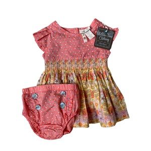 Matilda Jane Floral Splash Dress and Just Dottie Diaper Cover - 3-6 months NWT